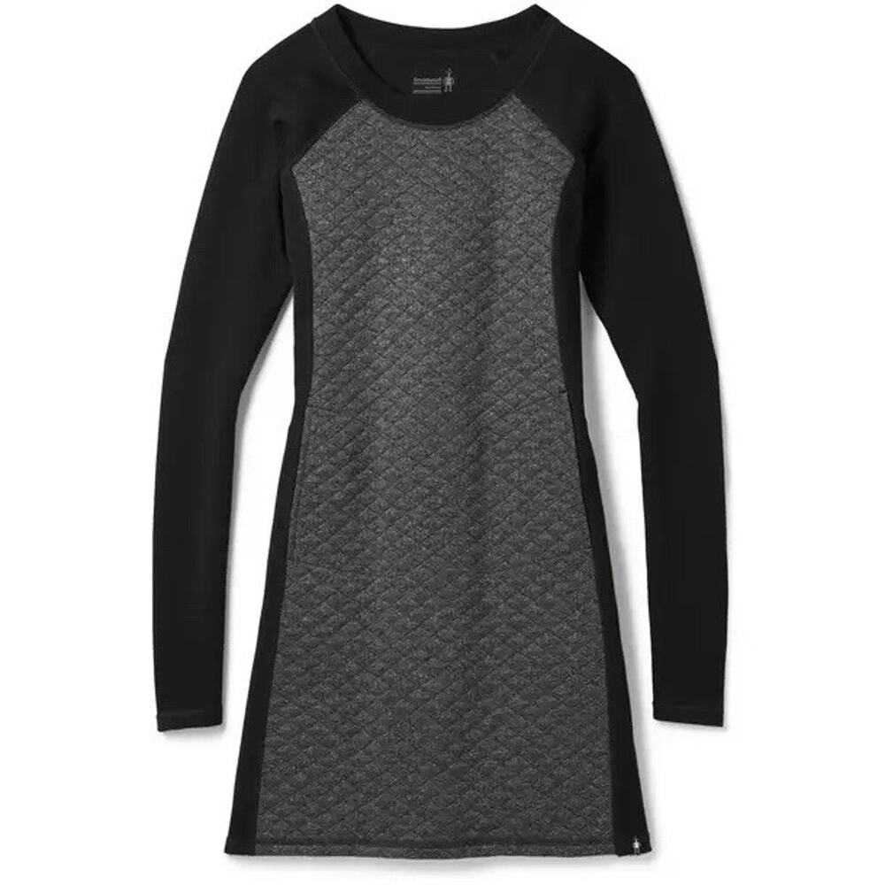 Smartwool Diamond Peak Quilted Long Sleeve Dress Small Gray Black Merino Wool